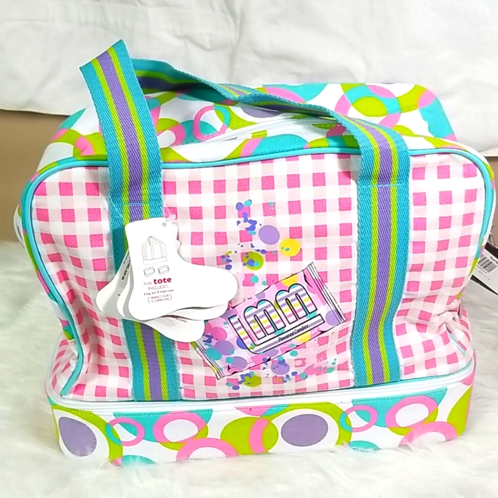 LITTLE MISMATCHED TOTE WITH 2 TRAVEL CASES